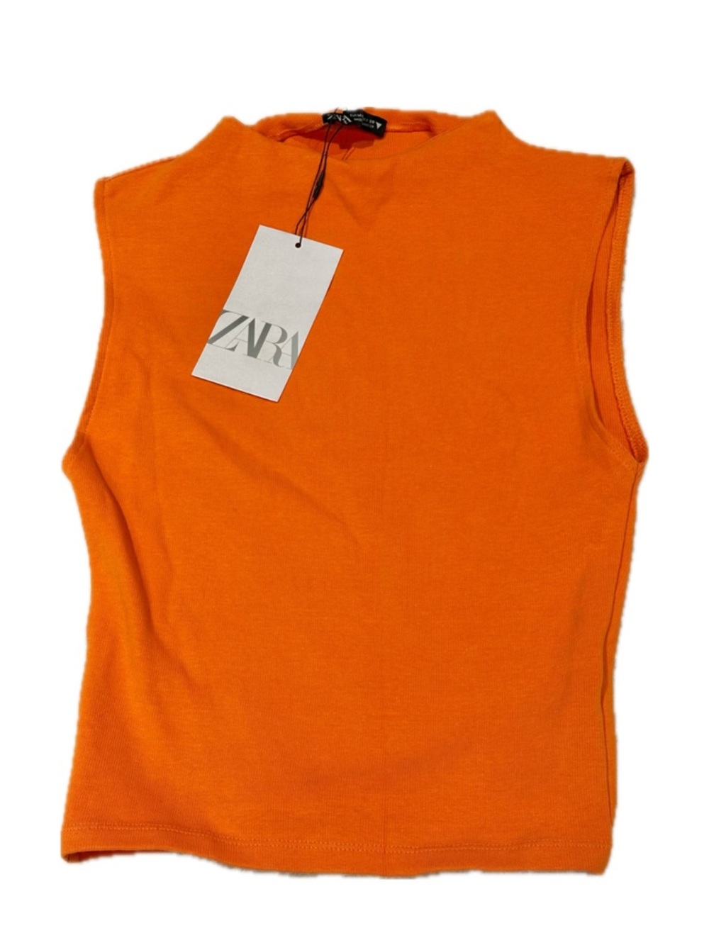 Zara Orange Sleeveless Ribbed Knit Tank